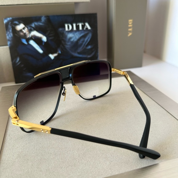 DITA Mach Five DRX 2087-A Matte Black Yellow Gold 18K / Gray Gradient Sunglasses - Picture 5 of 12